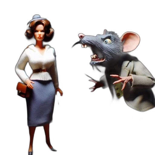 concept art, 3d render, photorealistic, two, figurines, occupy, frame, woman transparent PNG cut-out