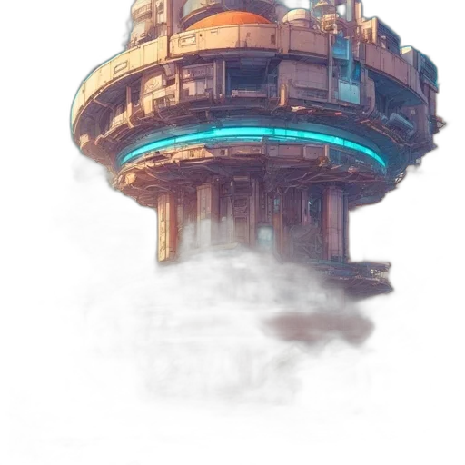 building, robot, car, weapon, concept art, cyberpunk, fantasy art, 3d render transparent PNG cut-out