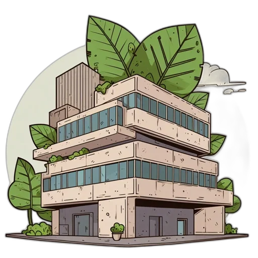 building, tree, concept art, 3d render, pixel art, cartoon, earth tones, architecturally transparent PNG cut-out