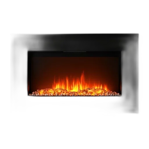 furniture, 3d render, photorealistic, fire, sleek, modern, black, electric transparent PNG cut-out