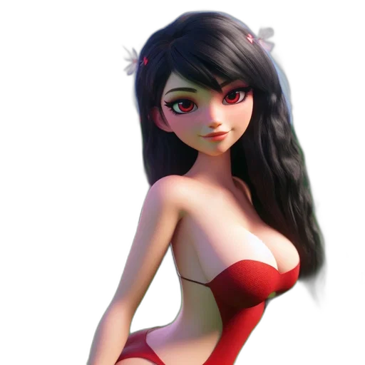 dress, 3d render, concept art, fantasy art, anime, red, fairy, long transparent PNG cut-out