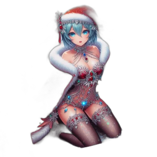 dress, robot, fantasy art, pixel art, 3d render, concept art, snow, anime-styled transparent PNG cut-out