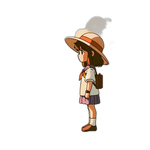 hat, staff, umbrella, dress, concept art, pixel art, 3d render, watercolor transparent PNG cut-out