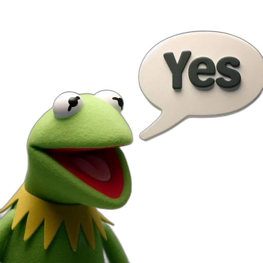 3d render, kermit, frog, muppets, character, depicted, open, mouth transparent PNG cut-out