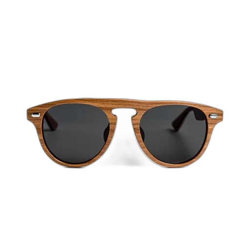 earth tones, pair, sunglasses, wooden, frame, black, lenses, displayed transparent PNG cut-out