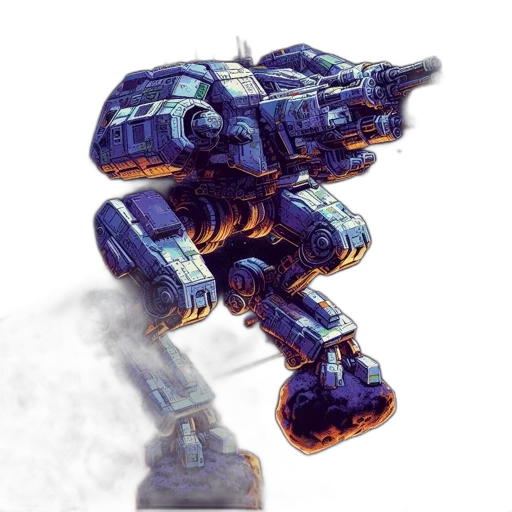 robot, weapon, concept art, watercolor, 3d render, pixel art, outer space, blue transparent PNG cut-out