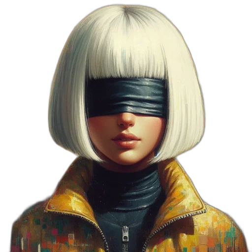 mask, jacket, face, robot, cyberpunk, concept art, fantasy art, comic book art transparent PNG cut-out