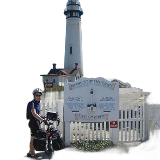staff, building, photorealistic, person, stands, their, bicycle, front transparent PNG cut-out