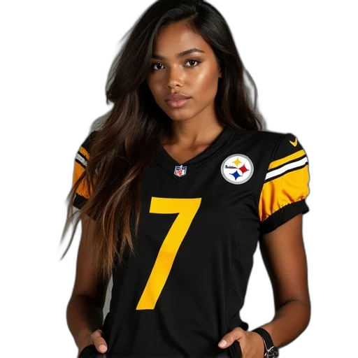 dress, woman, wearing, pittsburgh, steelers, jersey transparent PNG cut-out