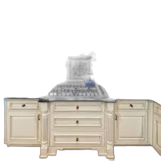 furniture, 3d render, photorealistic, earth tones, pastel, classic, kitchen, cream-colored transparent PNG cut-out