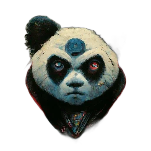mask, creature, concept art, photorealistic, fantasy art, 3d render, panda, third transparent PNG cut-out