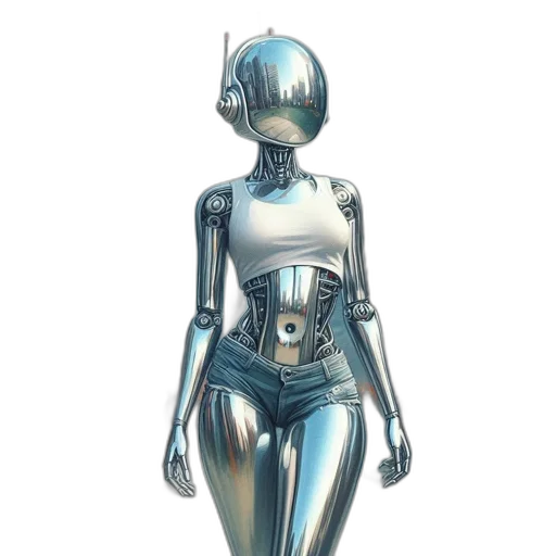 robot, concept art, cyberpunk, 3d render, comic book art, outer space, blue, pastel transparent PNG cut-out