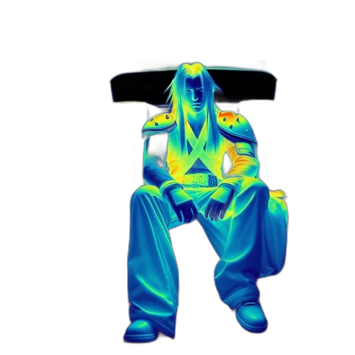 robot, jacket, mask, face, vaporwave, cyberpunk, 3d render, concept art transparent PNG cut-out