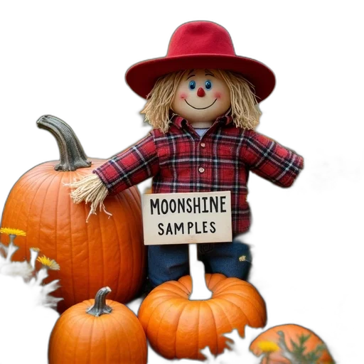 3d render, festive, scene, large, orange, pumpkin, foreground, variety transparent PNG cut-out