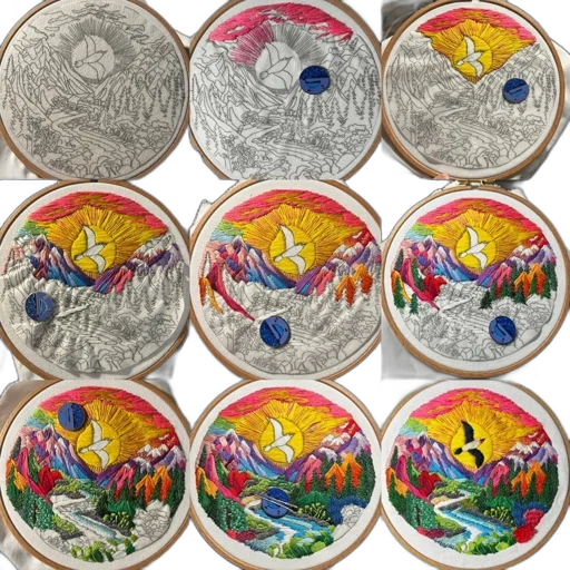 jewelry, outer space, colorful, embroidery, piece, progresses, simple, mountain transparent PNG cut-out