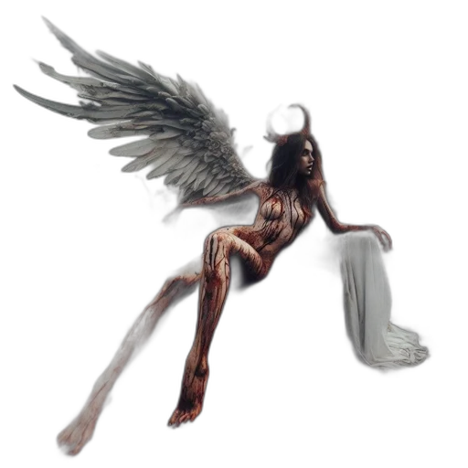 creature, fantasy art, concept art, 3d render, pixel art, scene, winged, woman transparent PNG cut-out