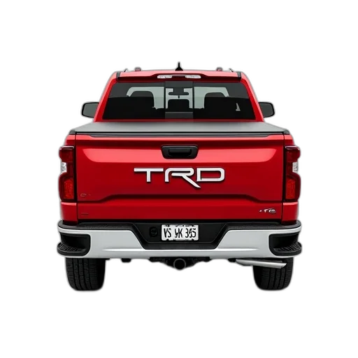 3d render, red, pickup, truck, black, bed, cover, shown transparent PNG cut-out
