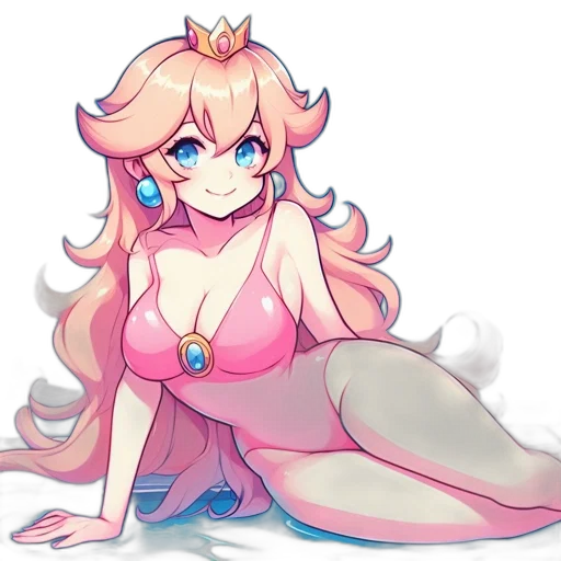 crown, dress, creature, pixel art, watercolor, anime, concept art, underwater transparent PNG cut-out