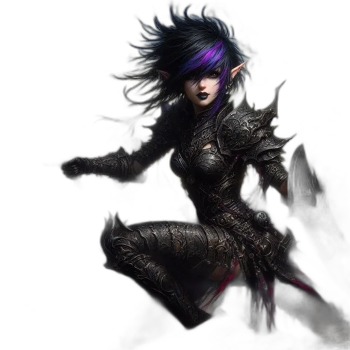 dragon, concept art, fantasy art, comic book art, cyberpunk, dark, monochrome, elven transparent PNG cut-out