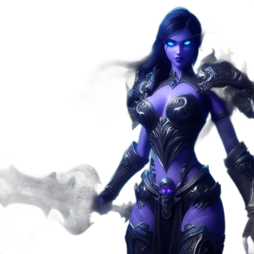 concept art, fantasy art, cyberpunk, comic book art, blue, dark, enchanting, female transparent PNG cut-out