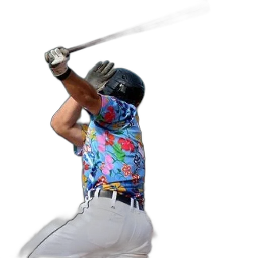 sword, weapon, staff, baseball, player, colorful, shirt, white transparent PNG cut-out