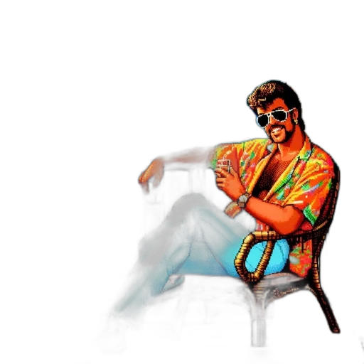 jacket, furniture, concept art, pixel art, vaporwave, watercolor, neon lights, fire transparent PNG cut-out
