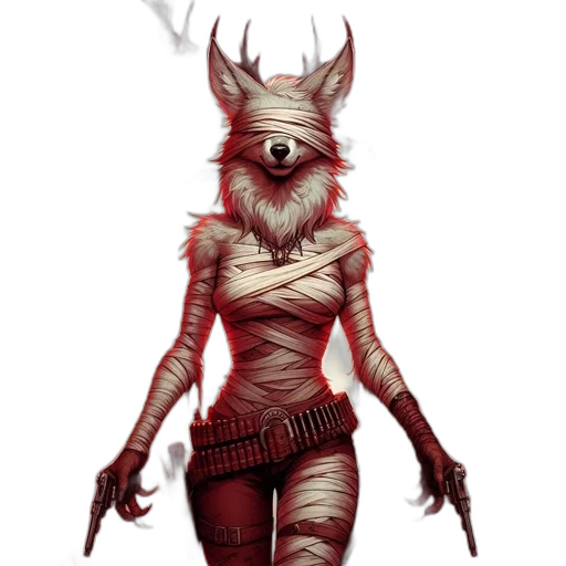 mask, creature, staff, animal, concept art, fantasy art, pixel art, comic book art transparent PNG cut-out