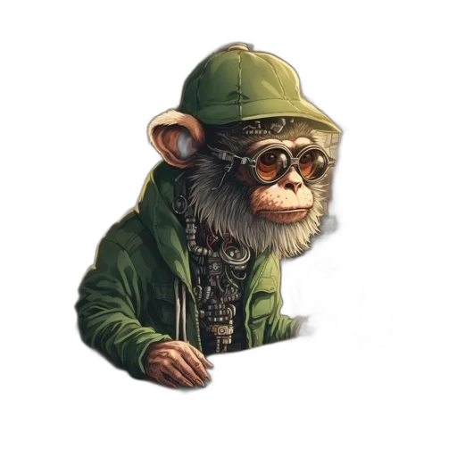 jacket, staff, animal, hat, concept art, 3d render, pixel art, photorealistic transparent PNG cut-out