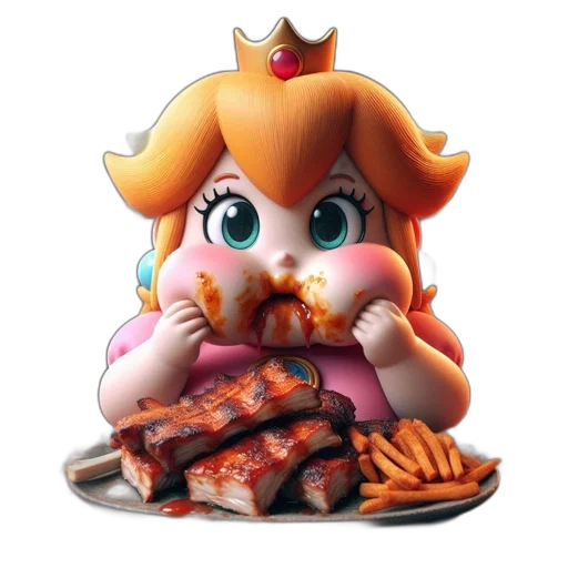 food, crown, animal, creature, 3d render, concept art, blonde, princess transparent PNG cut-out