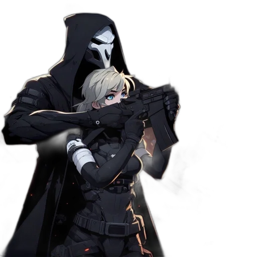 weapon, jacket, mask, sword, concept art, cyberpunk, anime, pixel art transparent PNG cut-out