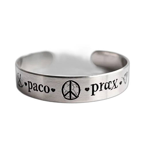 jewelry, silver, bracelet, intricate, engravings, displayed, against, white transparent PNG cut-out
