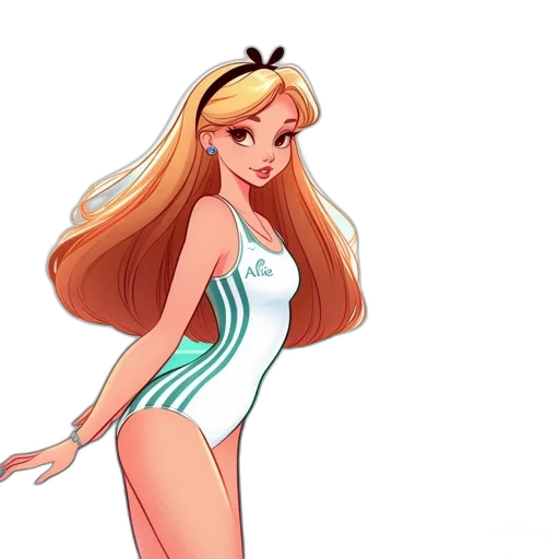 dress, cartoon, concept art, 3d render, fantasy art, animated, woman, stands transparent PNG cut-out