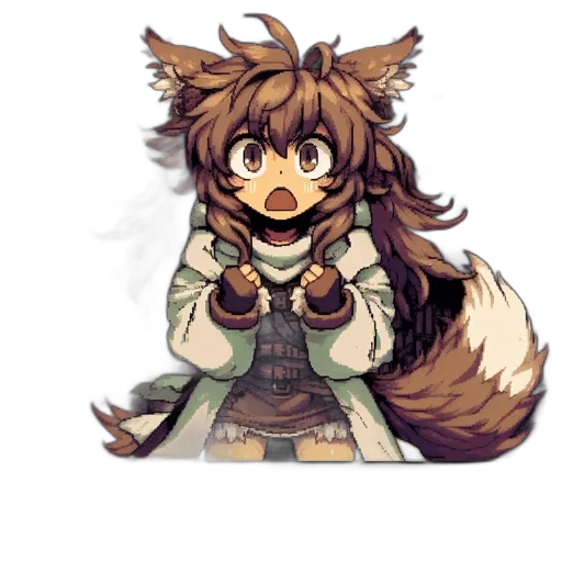 staff, animal, creature, mask, pixel art, anime, concept art, fantasy art transparent PNG cut-out