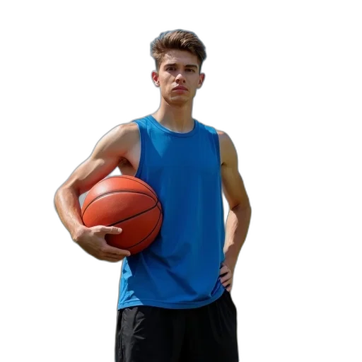 3d render, photorealistic, cartoon, young, man, wearing, blue, tank transparent PNG cut-out
