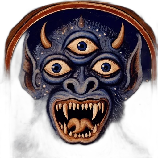 mask, face, creature, staff, concept art, fantasy art, photorealistic, 3d render transparent PNG cut-out