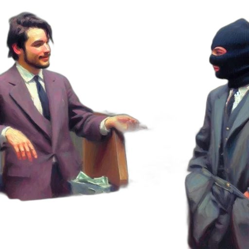 jacket, mask, hat, face, concept art, vaporwave, two, men transparent PNG cut-out