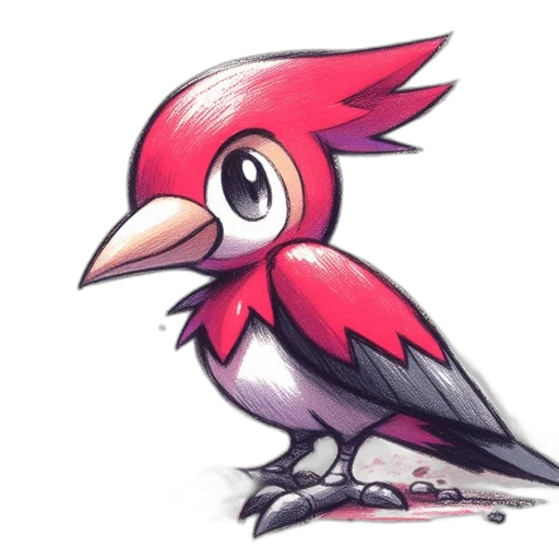 animal, creature, staff, watercolor, concept art, pixel art, cartoon, red transparent PNG cut-out