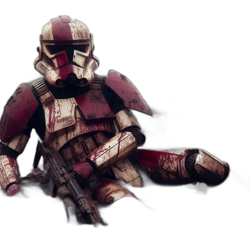 weapon, robot, concept art, 3d render, fantasy art, pixel art, red, earth tones transparent PNG cut-out