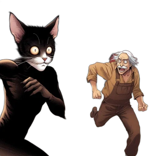 creature, animal, concept art, comic book art, anime, cartoon, anthropomorphic, black transparent PNG cut-out
