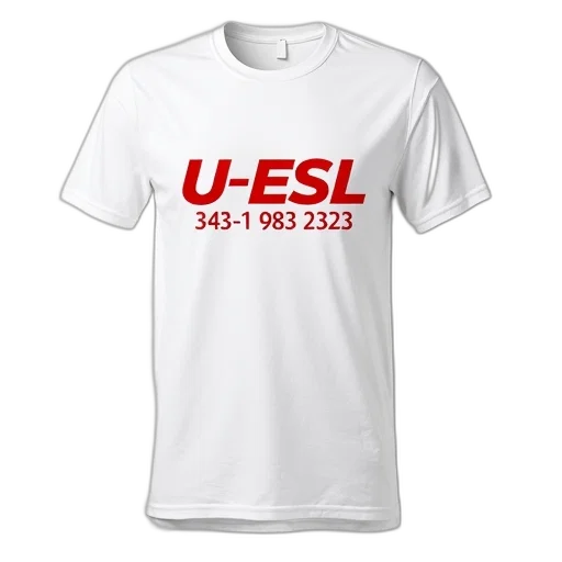 white, t-shirt, graphic, design, featuring, text, u-esl, numbers transparent PNG cut-out