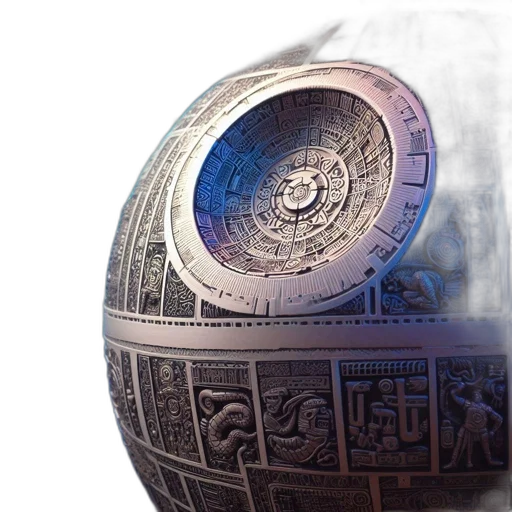 3d render, photorealistic, concept art, outer space, elaborate, sphere, featuring, aztec transparent PNG cut-out