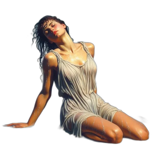 dress, jewelry, photorealistic, oil painting, concept art, fantasy art, neon lights, woman transparent PNG cut-out