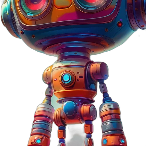 robot, staff, weapon, concept art, 3d render, fantasy art, cyberpunk, outer space transparent PNG cut-out