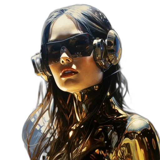 robot, mask, jewelry, face, cyberpunk, concept art, photorealistic, 3d render transparent PNG cut-out