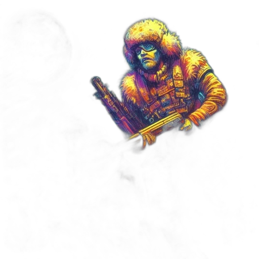 jacket, weapon, staff, umbrella, pixel art, concept art, 3d render, comic book art transparent PNG cut-out