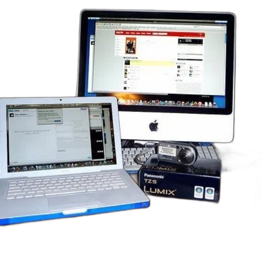 desk, laptop, imac, panasonic transparent PNG cut-out