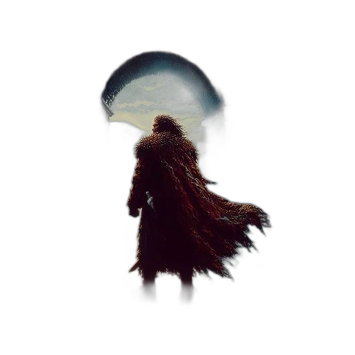 hair, umbrella, creature, jacket, concept art, fantasy art, pixel art, 3d render transparent PNG cut-out