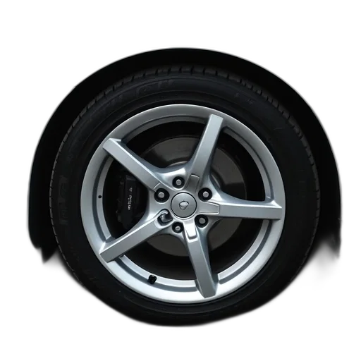 car, 3d render, photorealistic, close-up, front, wheel, silver, rim transparent PNG cut-out