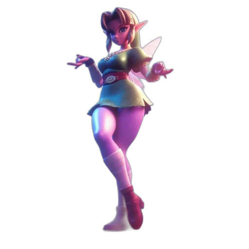 weapon, dress, staff, crown, 3d render, concept art, vaporwave, pixel art transparent PNG cut-out