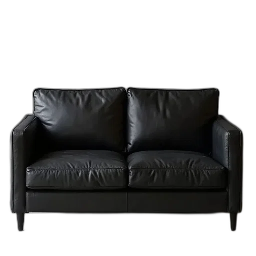 furniture, 3d render, photorealistic, dark, black, leather, couch, smooth transparent PNG cut-out